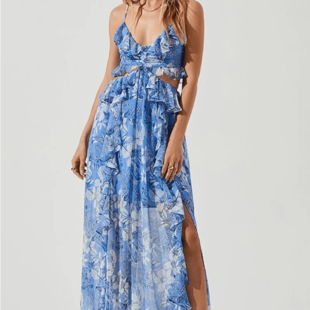 Astr Blue Floral Maxi Dress